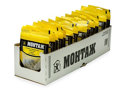 Саморез универсальный 3.5x12, желтый цинк, дой-пак S, МОНТАЖ (пакет/100шт)