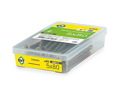 Саморез, желтый цинк 5,0х80 в пласт. контейнере (упак/40шт)