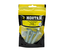 Болт с шестигр. головкой М12х45/45, DIN933/ГОСТ 7798-70,кл.5.8,цинк МОНТАЖ (пакет/4шт)