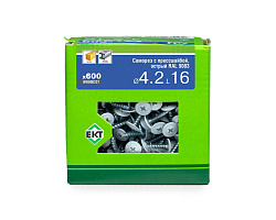 Саморез с п/ш 4.2х16 острый, RAL 9003, в коробке с окном, ЕКТ (упак/600шт)