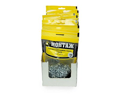 Саморез с прессшайбой 4.2x13, сверло, цинк, дой-пак M, МОНТАЖ (пакет/350шт)