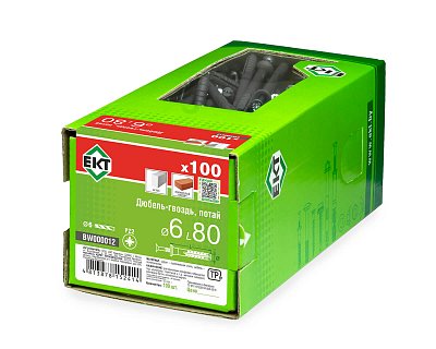 Дюбель-гвоздь GL, 6x80 потай, п/п, ЕКТ (кор. с окном/100шт)