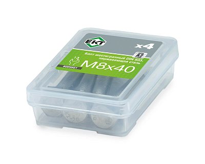 Болт с шестигранной головкой M8х40, DIN933, НЕРЖ. СТАЛЬ, ЕКТ (упак/4шт)