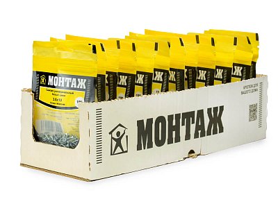 Саморез универсальный 3.0x10, белый цинк, дой-пак S, МОНТАЖ (пакет/100шт)