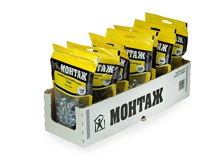 Саморез с прессшайбой 4.2x41, сверло, цинк, дой-пак M, МОНТАЖ (пакет/130шт)