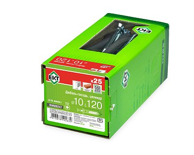 Дюбель-гвоздь GL, 10x120 цилиндр, п/п, ЕКТ (кор. с окном/25шт)