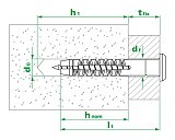 Дюбель-гвоздь GL, 6x40 гриб, п/п, ЕКТ (упак/200шт)