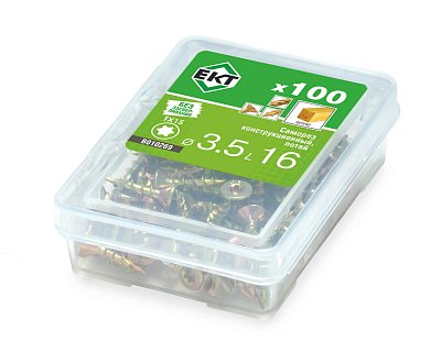 Саморез конструкционный 3.5x16, потай, желтый цинк, ЕКТ (мини-конт./100шт)