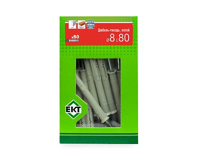 Дюбель-гвоздь GL, 8x80 потай, нейлон, ЕКТ (кор. с окном/50шт)