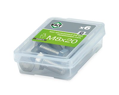 Болт с шестигранной головкой M8х20, DIN933, НЕРЖ. СТАЛЬ, ЕКТ (упак/6шт)