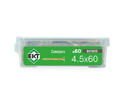 Саморез усиленный по дереву 4.5x60, потай, желтый цинк, в пласт. контейнере, ЕКТ (упак/60шт)