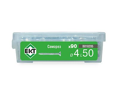 Саморез конструкционный 4.0х50, потай, белый цинк, ЕКТ (пласт.конт./90шт)