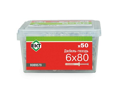 Дюбель-гвоздь GL, 6x80 гриб, нейлон, ЕКТ (пласт.конт./50шт)