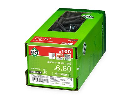 Дюбель-гвоздь GL, 6x80 гриб, п/п, ЕКТ (кор. с окном/100шт)