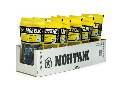 Дюбель-гвоздь 8x60 потай, полипропилен, дой-пак M, МОНТАЖ (пакет/50шт)