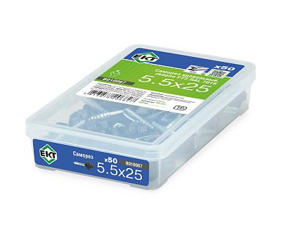 Саморез кровельный с резин. прокл. 5.5x25, сверло РТ3, RAL 7016, в пласт. контейнере, ЕКТ (упак/50шт