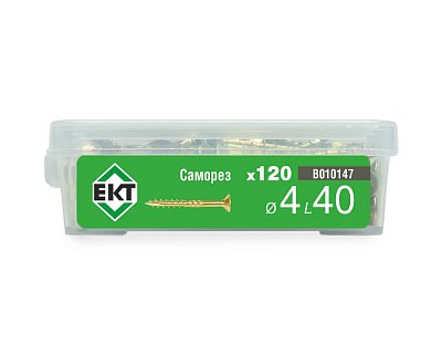 Саморез конструкционный 4.0х40, потай, желтый цинк, ЕКТ (пласт.конт./120шт)