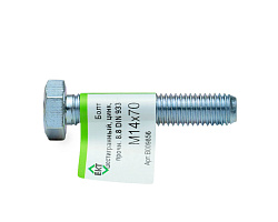 Болт с шестигранной головкой М14х70, DIN933, прочн. 8.8, цинк, ЕКТ (с этик./1шт)