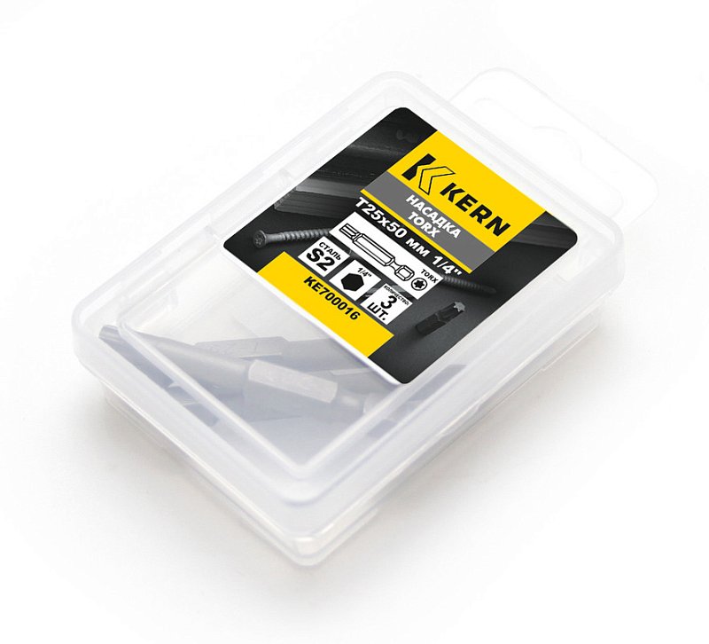 Насадка TORX T25х50мм 1/4" S2 в боксе KERN (упак/3шт)