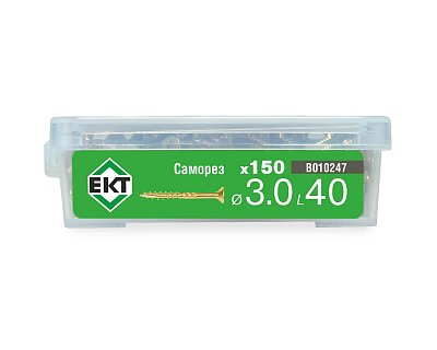 Саморез конструкционный 3.0x40, потай, желтый цинк, ЕКТ (пласт.конт./150шт)