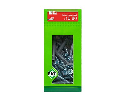 Дюбель-гвоздь GL, 10x80 потай, п/п, ЕКТ (кор. с окном/25шт)