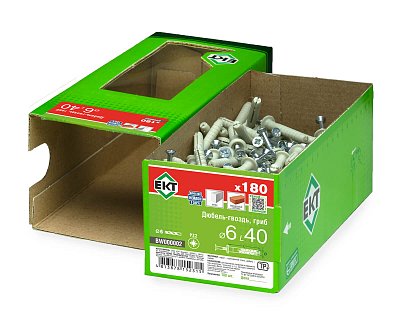Дюбель-гвоздь GL, 6x40 гриб, нейлон, ЕКТ (кор. с окном/180шт)