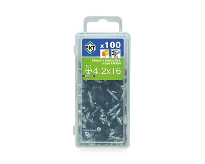 Саморез с п/ш, острый 4.2х16 RAL9005 (упак/100шт)