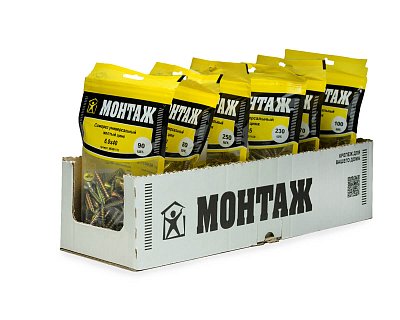 Саморез универсальный 6.0x40, желтый цинк, дой-пак M, МОНТАЖ (пакет/90шт)