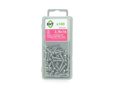 Шуруп с полукруглой головкой SDP-S, 3.9х16, DIN7981, нерж. сталь (упак/100шт)