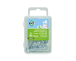 Саморез, белый цинк 4.0х40 + Дюбель для гипсокартонных плит 12х30 KG, ЕКТ (упак/6шт)