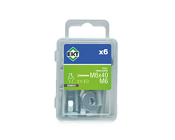 Болт с 6-гран. гол. M6х40, DIN933 в компл. с гайкой и усиленной шайбой М6, цинк (упак/6шт)