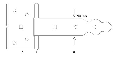 Петля воротная декоративная 150x60x90x34x2 PVD-150 (упак/50шт)