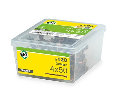 Саморез, желтый цинк 4,0х50 в пласт. контейнере (упак/120шт)