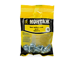 Винт мебельный 6х12, шлиц KOMBI, цинк (пакет/25шт)