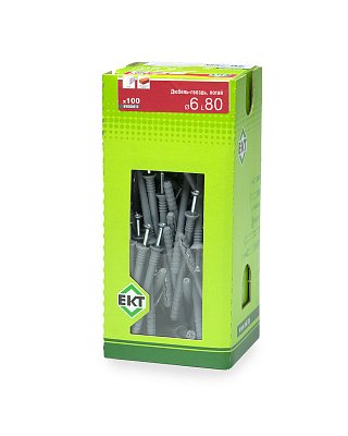 Дюбель-гвоздь GL, 6x80 потай, п/п, ЕКТ (кор. с окном/100шт)