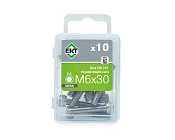 Винт с цилиндр. гол. и внутр. шестигр. M6х30, DIN912, НЕРЖ. СТАЛЬ, ЕКТ (упак/10шт)