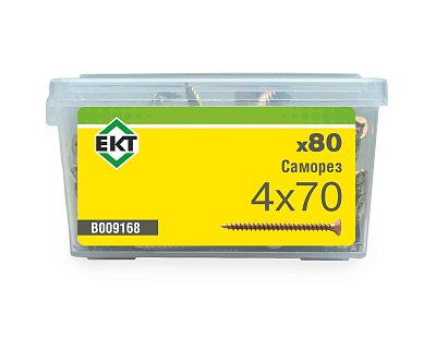 Саморез, желтый цинк 4,0х70 в пласт. контейнере (упак/80шт)