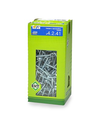Саморез с п/ш 4.2х41 острый, цинк, в коробке с окном, ЕКТ (упак/500шт)