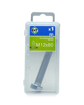 Болт шестигранный 12х 80, цинк, прочн. 8.8 DIN 933, (упак/1шт)