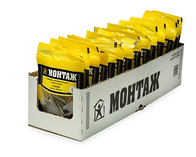 Саморез универсальный 4.5x50, желтый цинк, дой-пак S, МОНТАЖ (пакет/25шт)