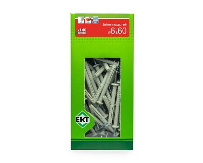 Дюбель-гвоздь GL, 6x60 гриб, нейлон, ЕКТ (кор. с окном/140шт)