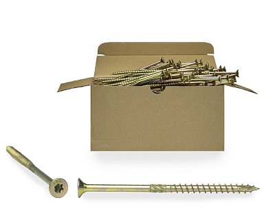 Саморез усиленный по дереву SKS, TORX25, 5.0x100, потай, желт. цинк (упак/200шт)