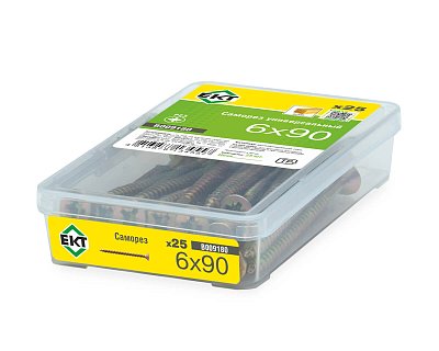 Саморез, желтый цинк 6,0х90 в пласт. контейнере (упак/25шт)