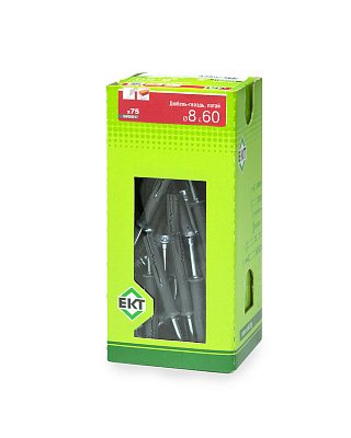 Дюбель-гвоздь GL, 8x60 потай, п/п, ЕКТ (кор. с окном/75шт)