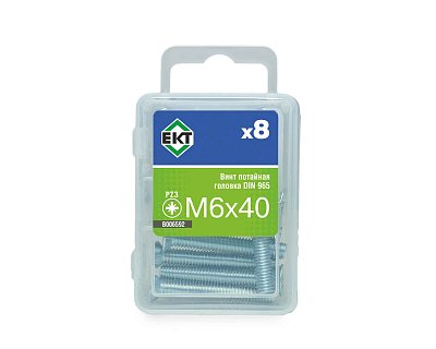 Винт 6х 40 пот. гол. POZI, цинк, DIN 965 (упак/8шт)