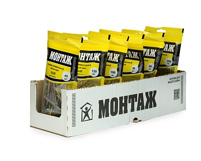 Саморез универсальный 6.0x80, желтый цинк, дой-пак M, МОНТАЖ (пакет/40шт)