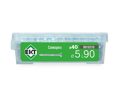 Саморез конструкционный 5.0х90, потай, белый цинк, ЕКТ (пласт.конт./40шт)