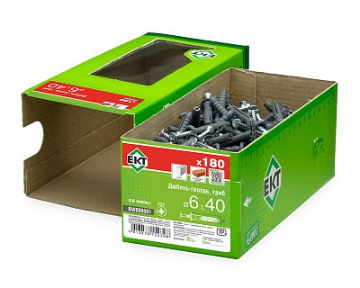 Дюбель-гвоздь GL, 6x40 гриб, п/п, ЕКТ (кор. с окном/180шт)