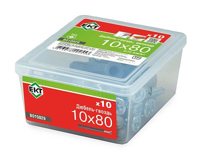 Дюбель-гвоздь GL, 10x80 цилиндр, п/п, ЕКТ (пласт.конт./10шт)