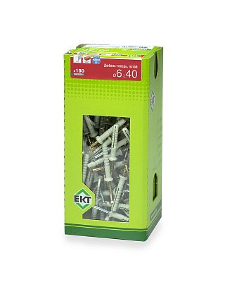 Дюбель-гвоздь GL, 6x40 потай, нейлон, ЕКТ (кор. с окном/180шт)